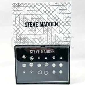 Steve Madden Silver Earring Boxed Gift Set 9 Pairs
